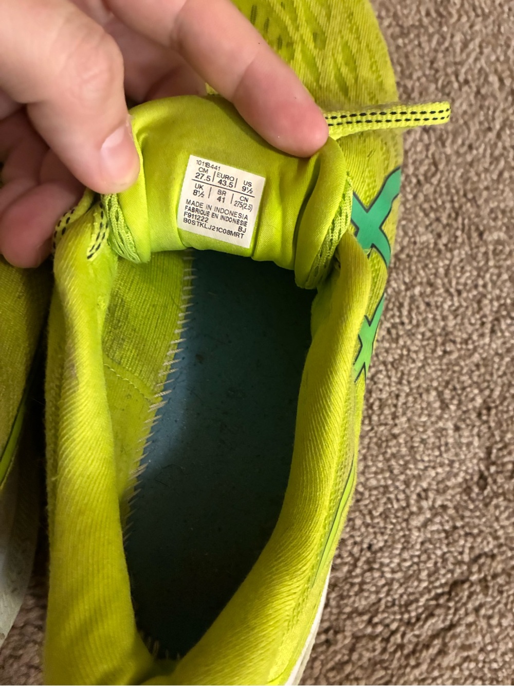 Asics Neon Yellow Running Shoes with Teal Accent - Picture 5 of 5